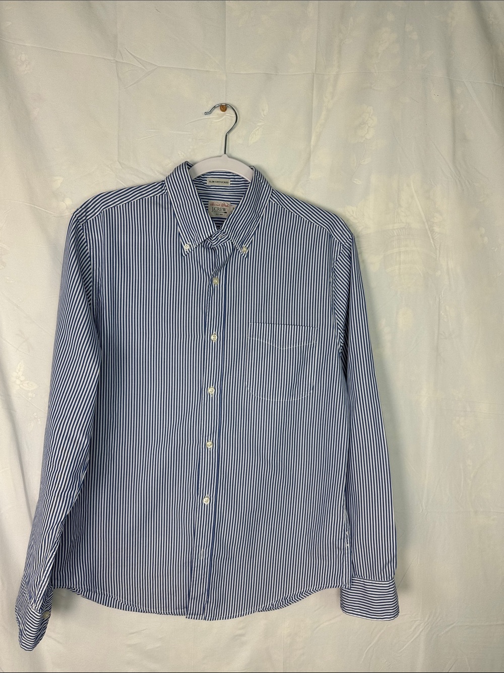 J. Crew Blue and White Vertical Stripe Button-Down Shirt